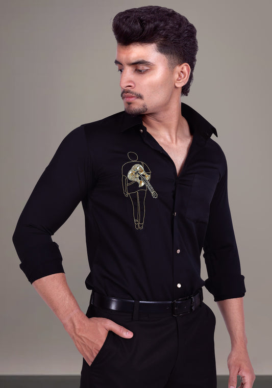 Guitar Love Luxury Hand Embroidered Shirt
