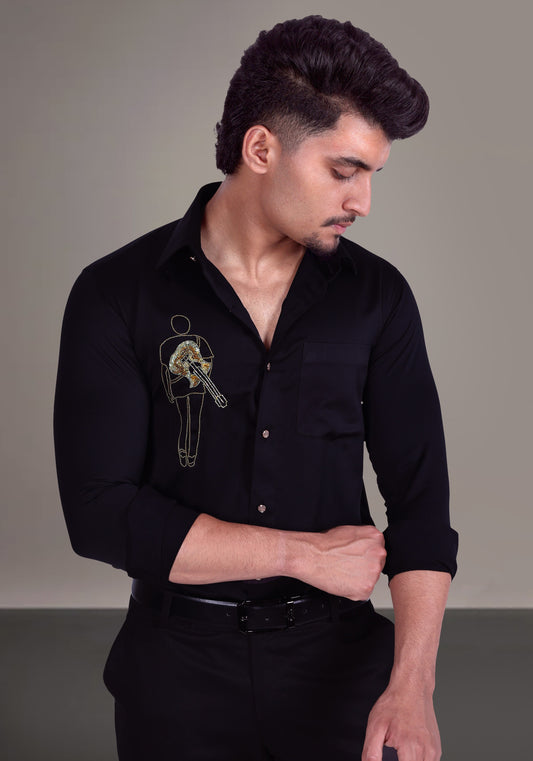 Guitar Love Luxury Hand Embroidered Shirt