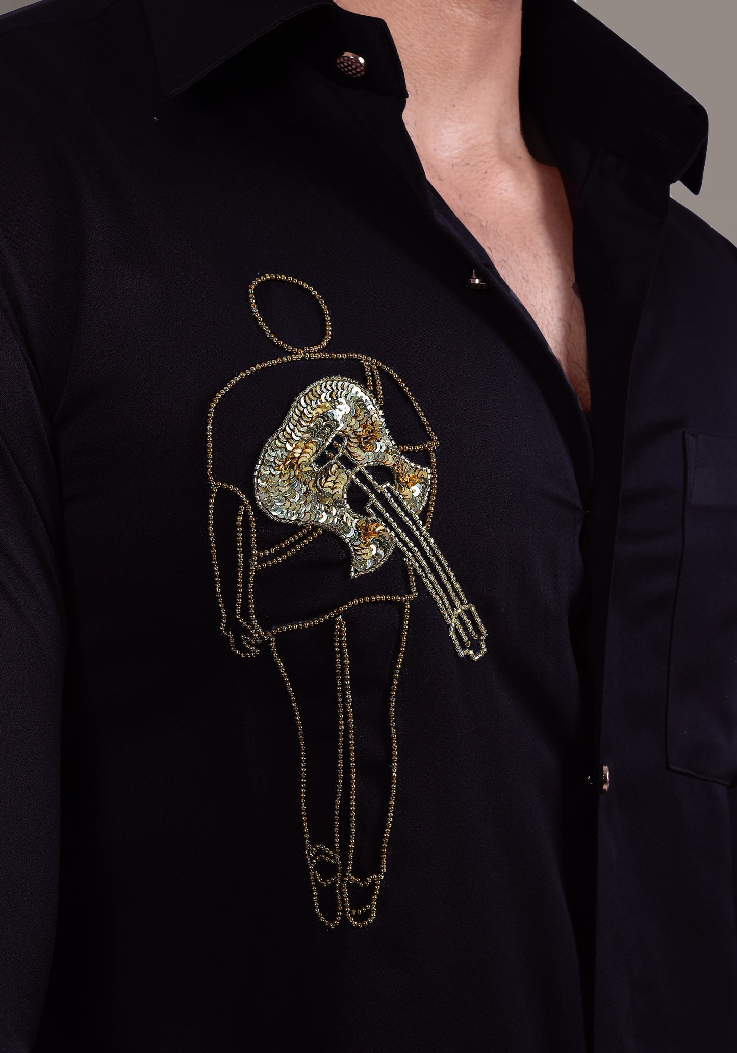 Guitar Love Luxury Hand Embroidered Shirt