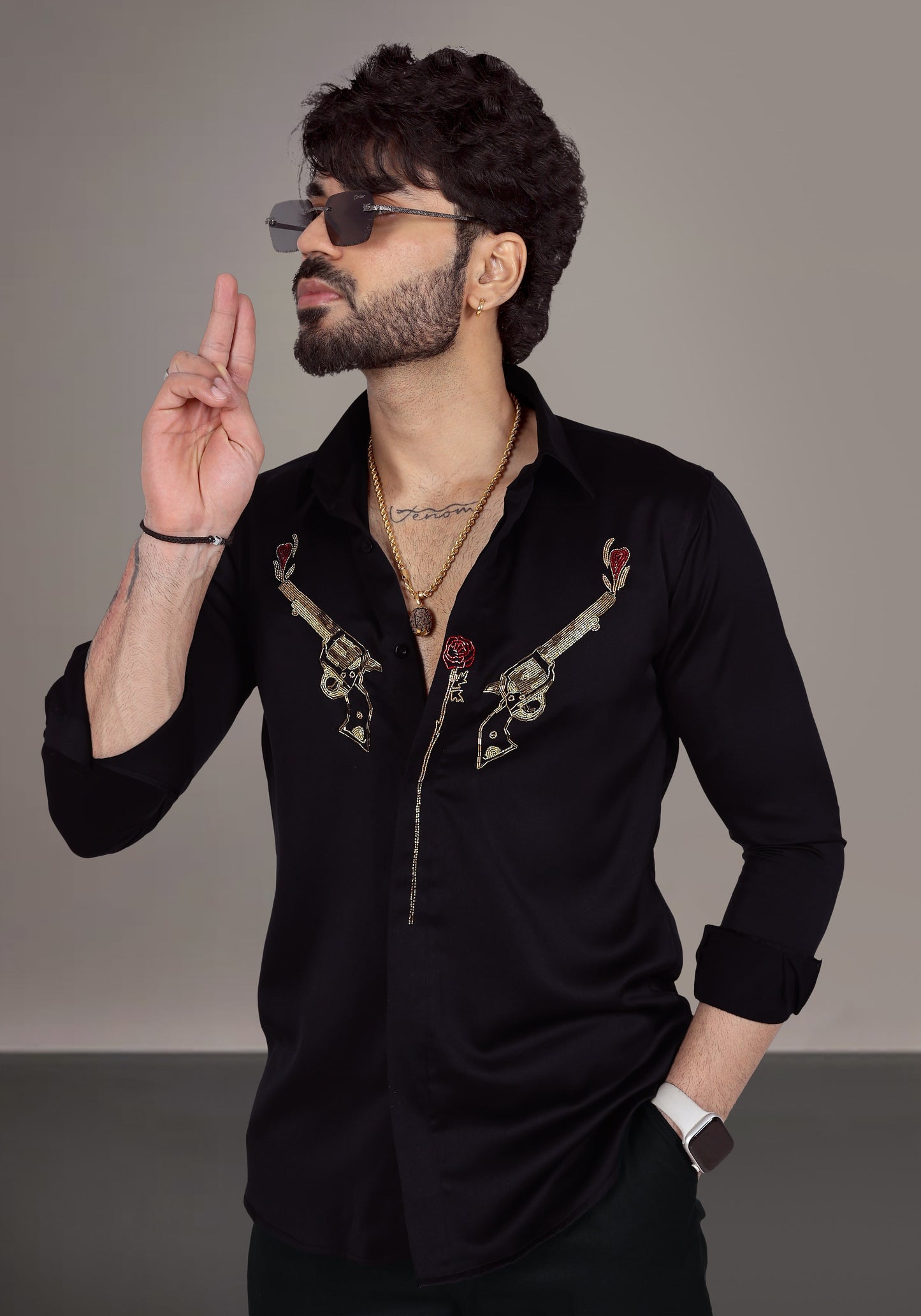 Gulab And Guns Luxury Hand Embroidered Shirt