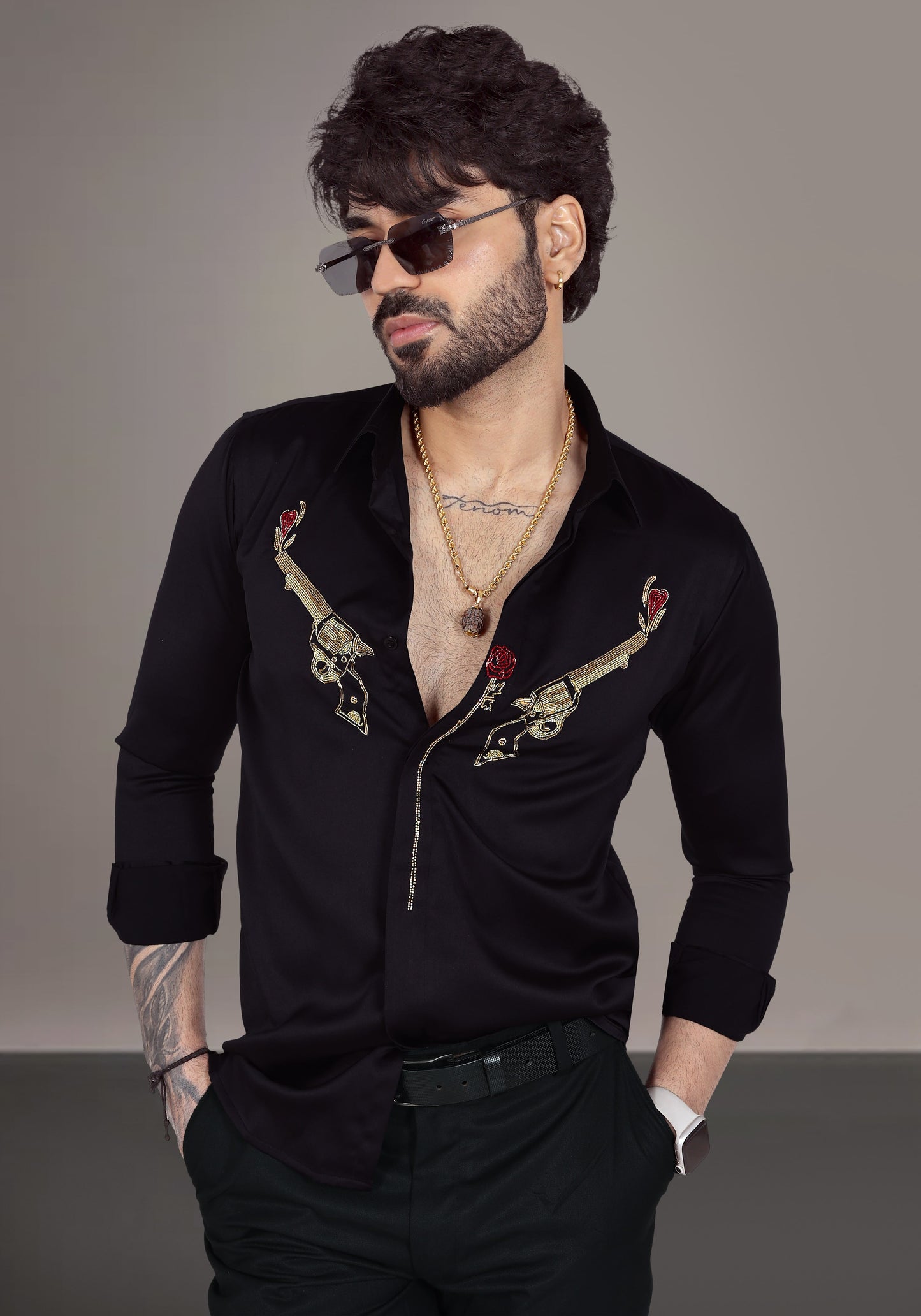 Gulab And Guns Luxury Hand Embroidered Shirt