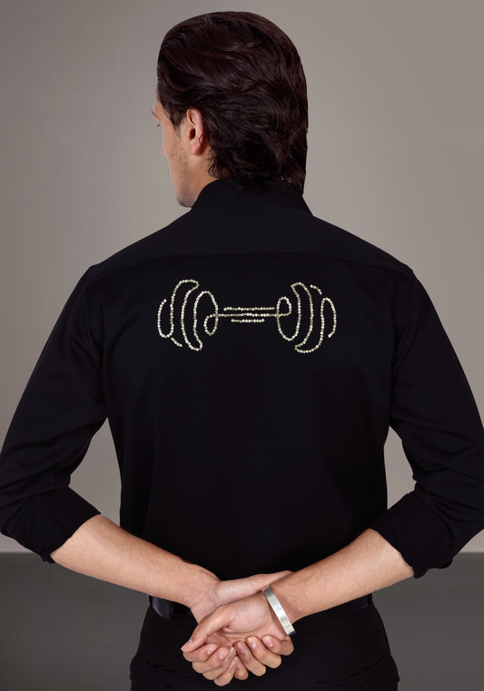 Gym Dumbbell Luxury Hand Embroidered Shirt