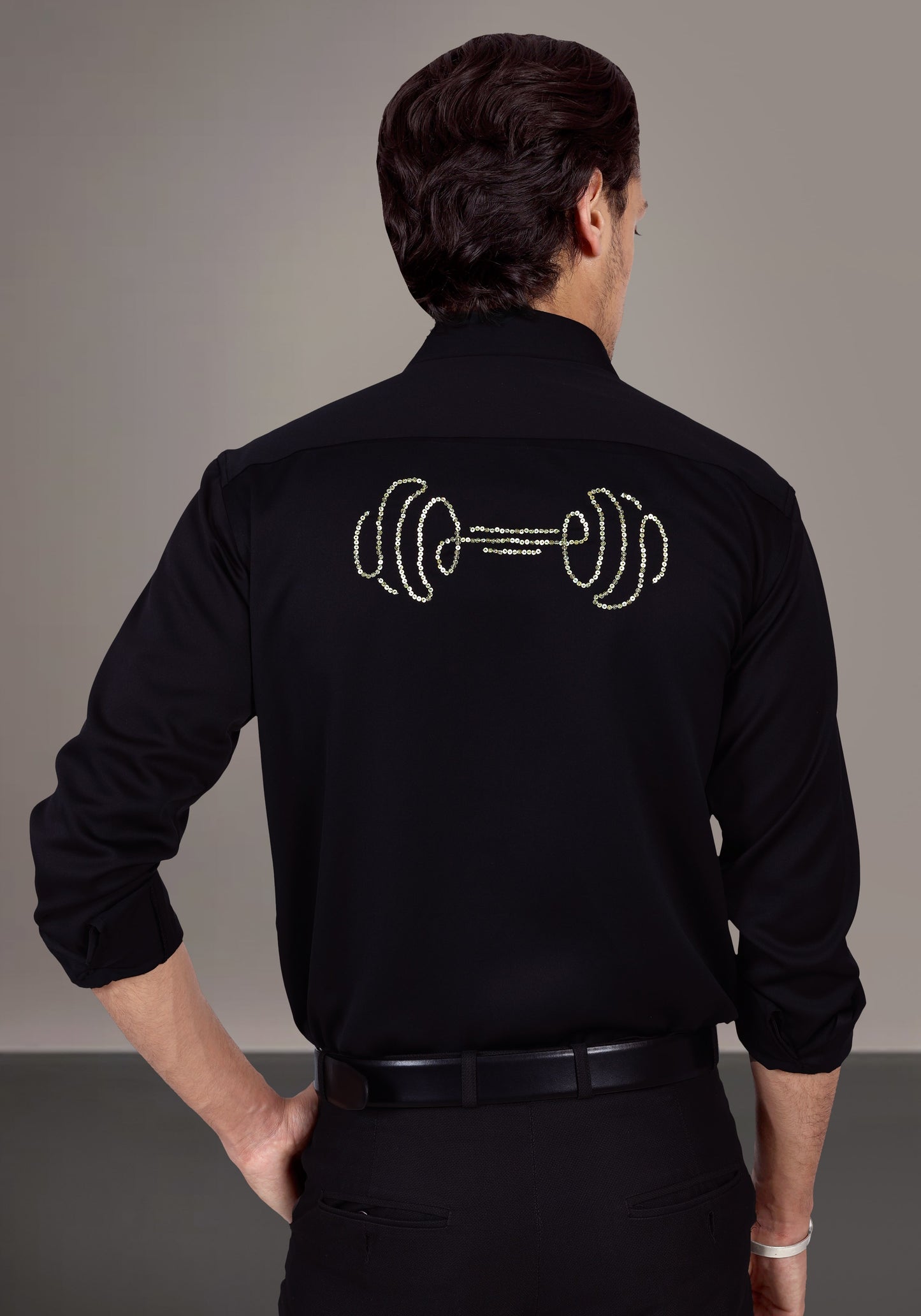 Gym Dumbbell Luxury Hand Embroidered Shirt