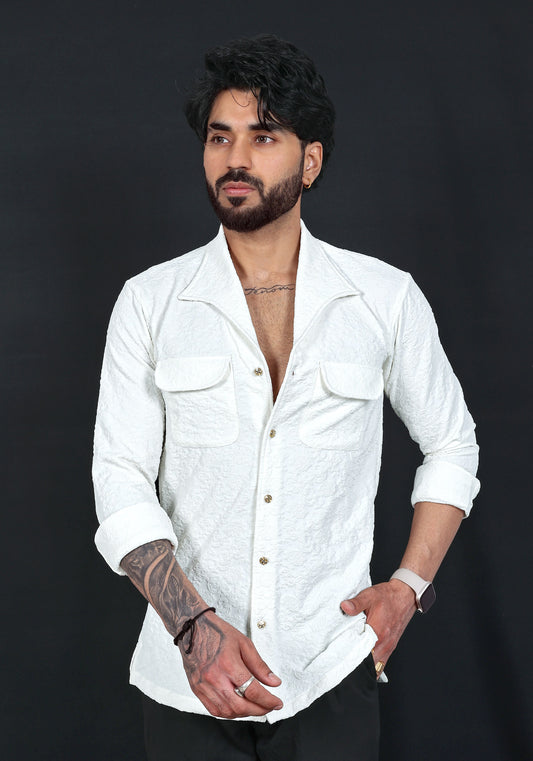 White Jacquard Premium Designer Shirt