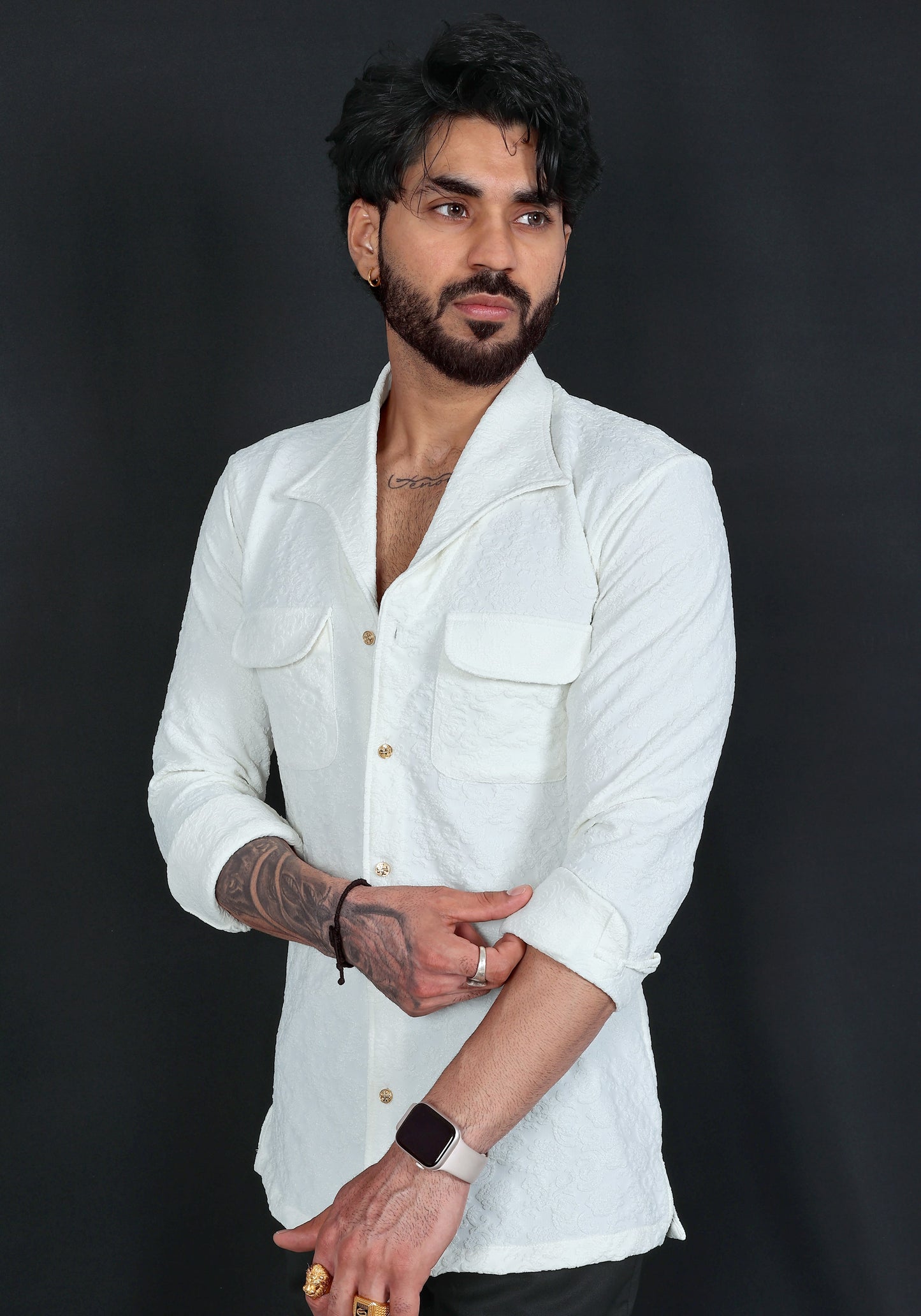 White Jacquard Premium Designer Shirt