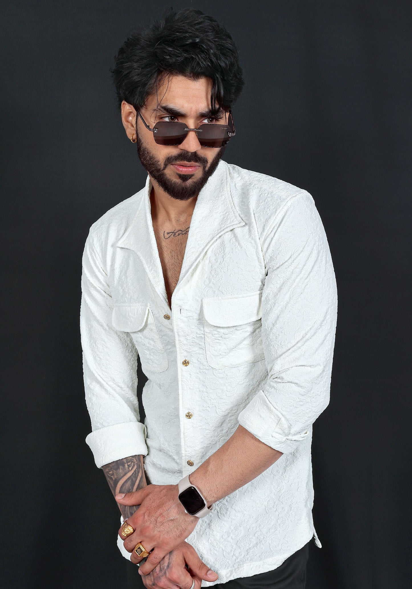 White Jacquard Premium Designer Shirt