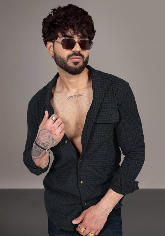 Black Jacquard Premium Designer Shirt