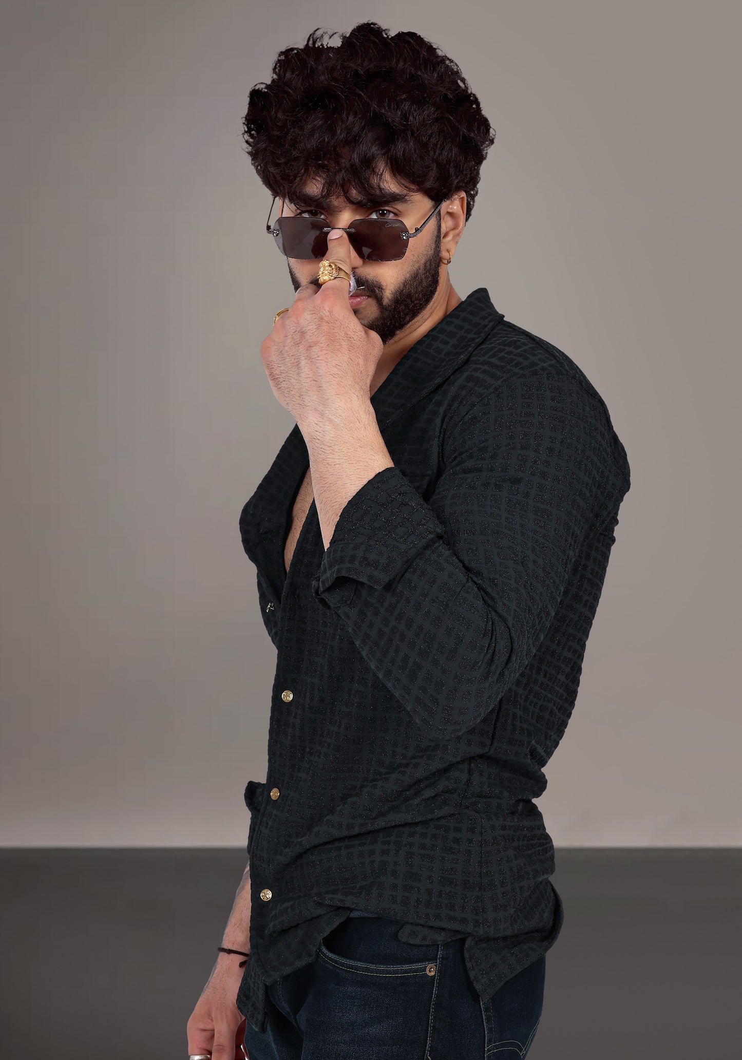 Black Jacquard Premium Designer Shirt