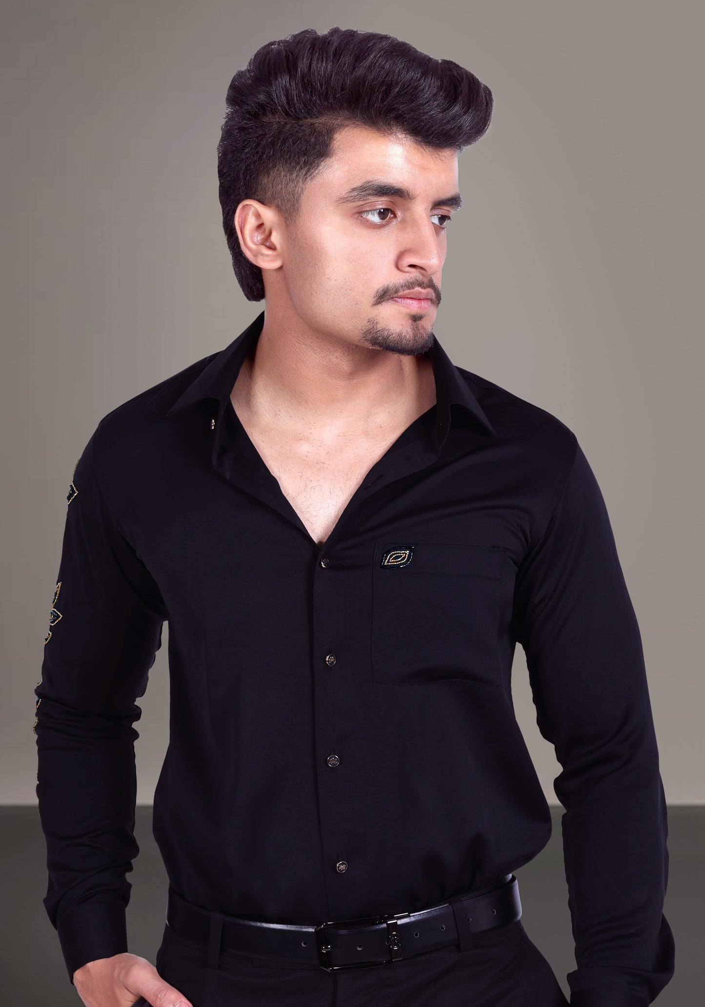 Leafy Sleeve Luxury Hand Embroidered Shirt