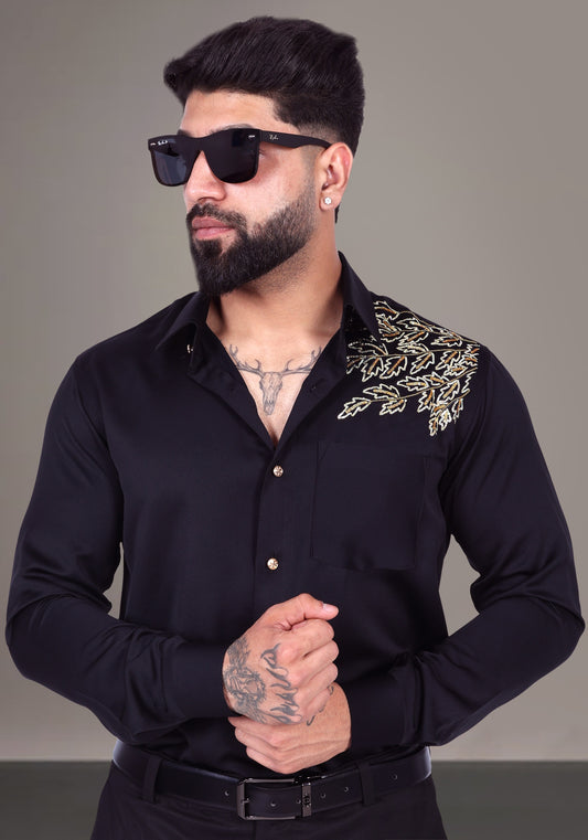 Nature Inspired Luxury Hand Embroidered Shirt