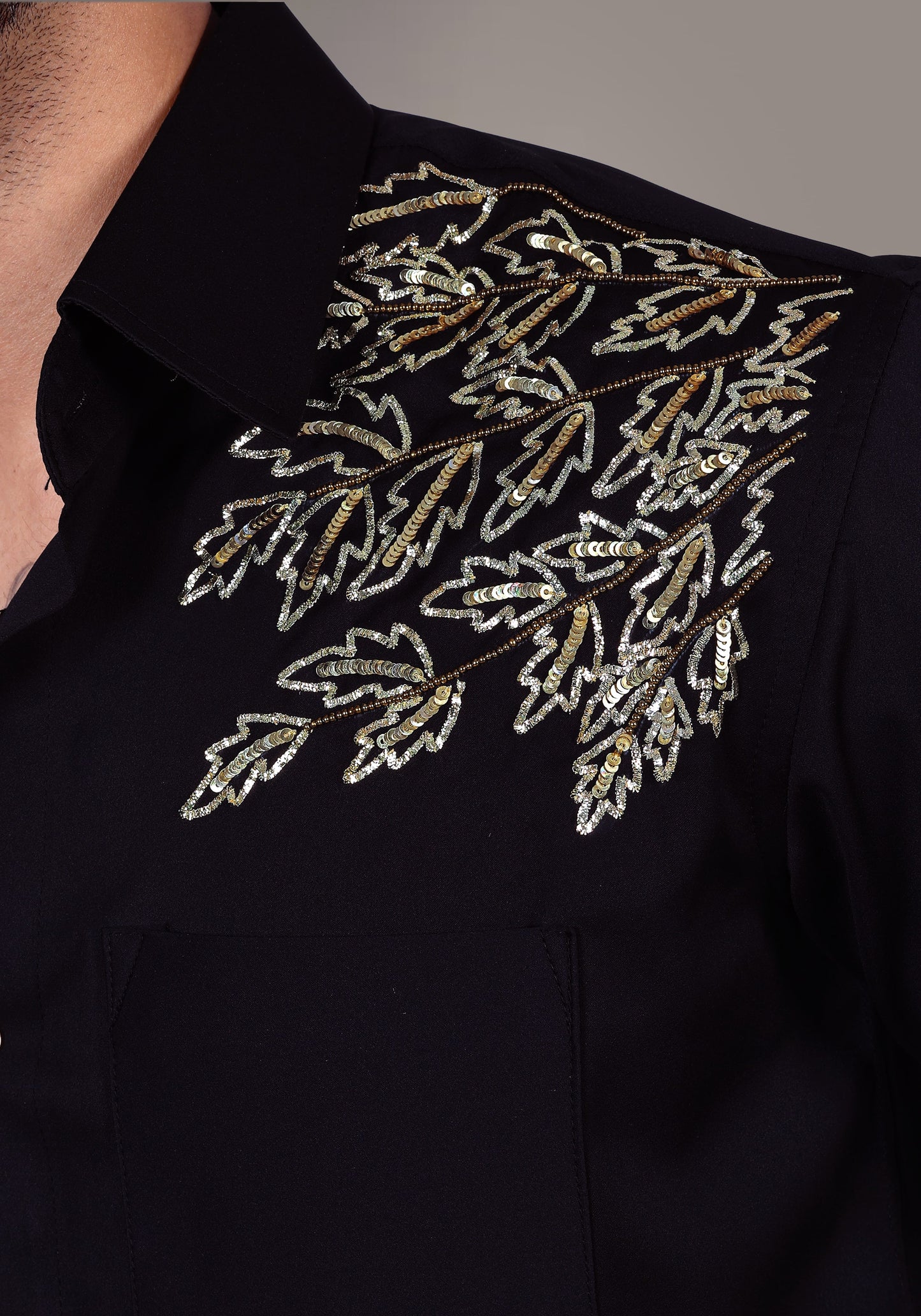 Nature Inspired Luxury Hand Embroidered Shirt