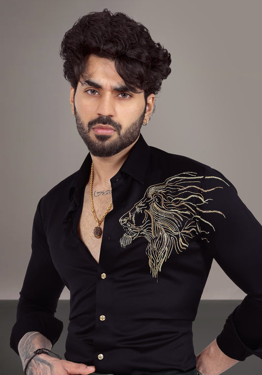 Leo Luxury Hand Embroidered Shirt