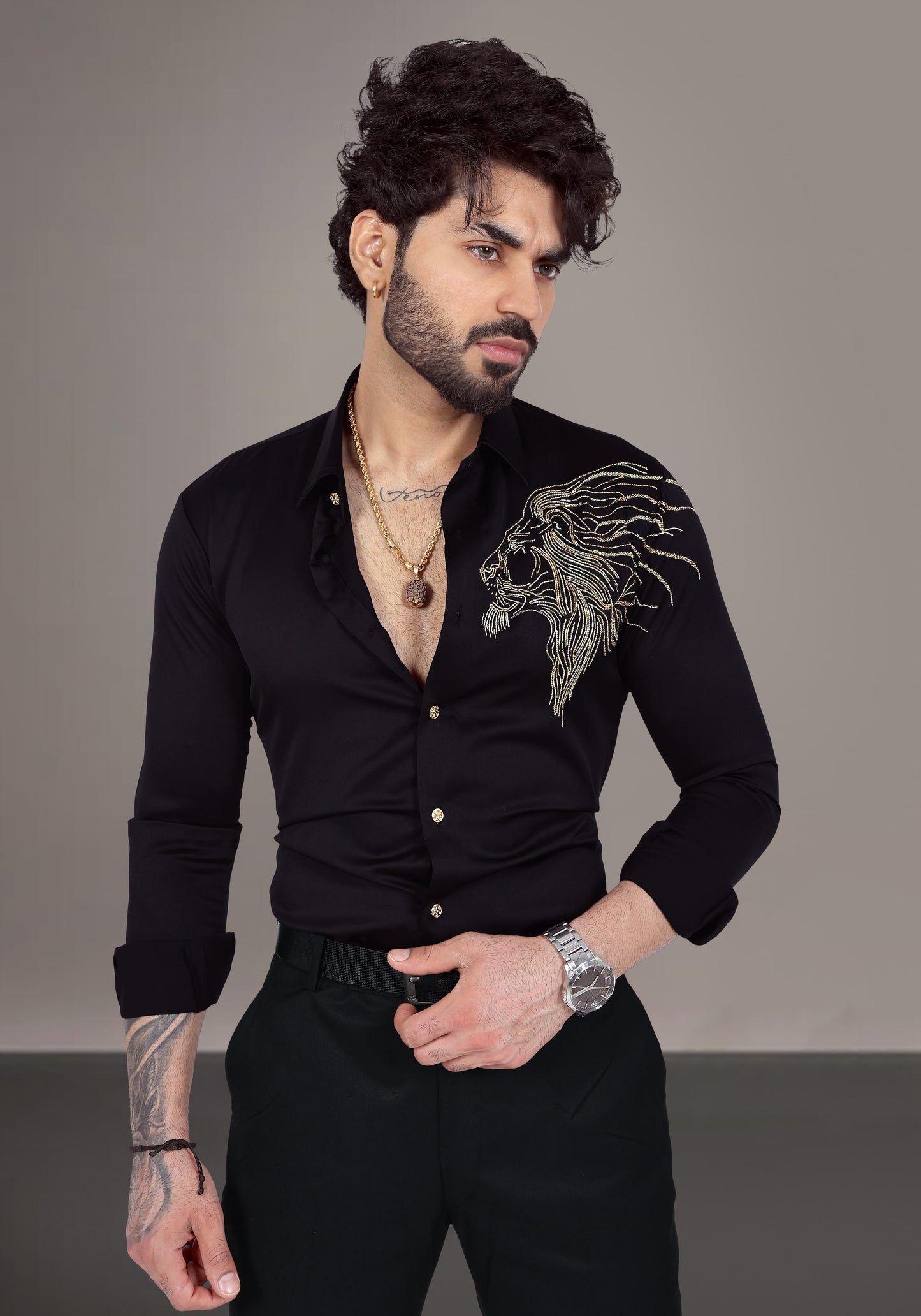 Leo Luxury Hand Embroidered Shirt