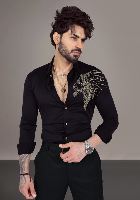 Leo Luxury Hand Embroidered Shirt