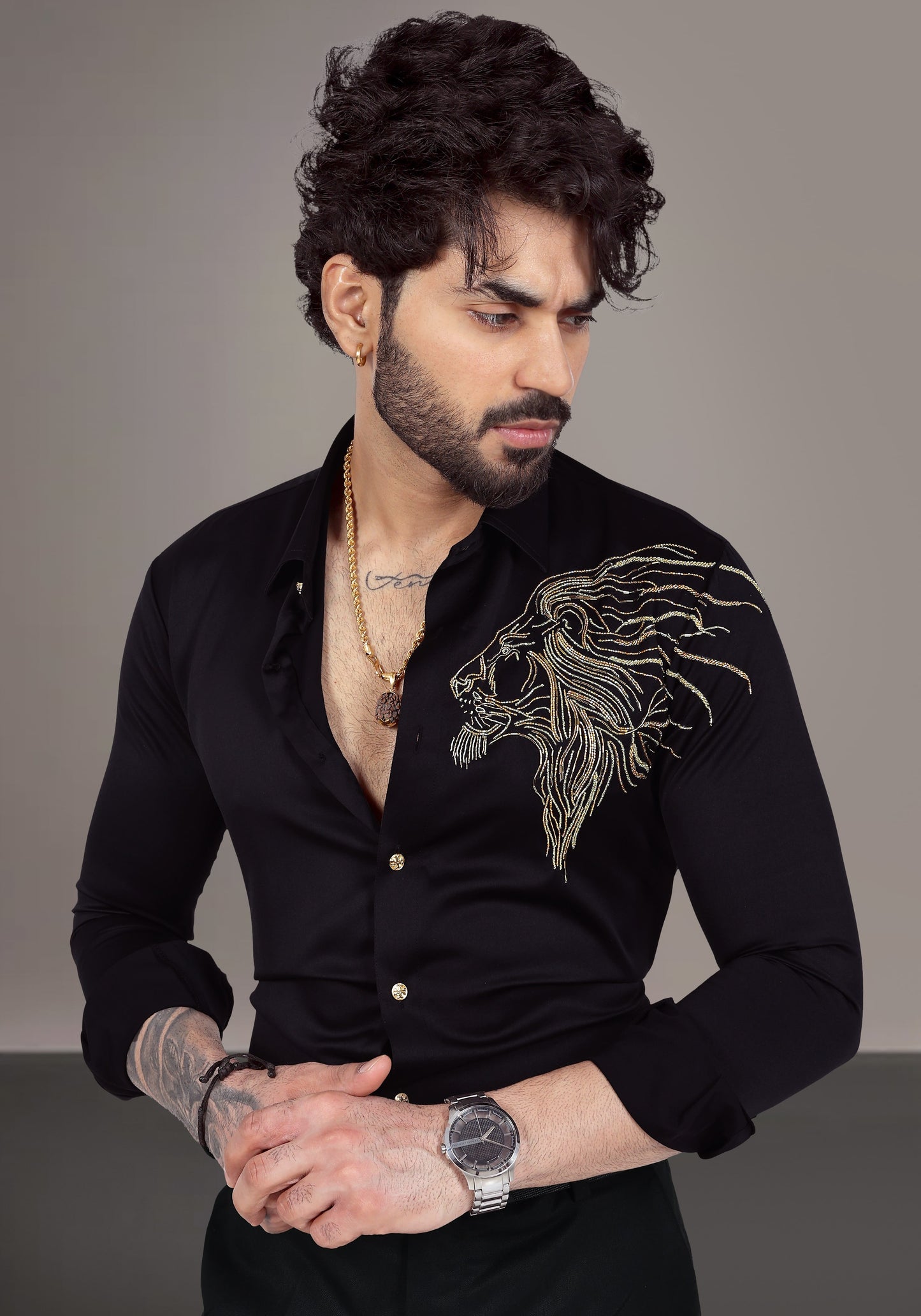 Leo Luxury Hand Embroidered Shirt