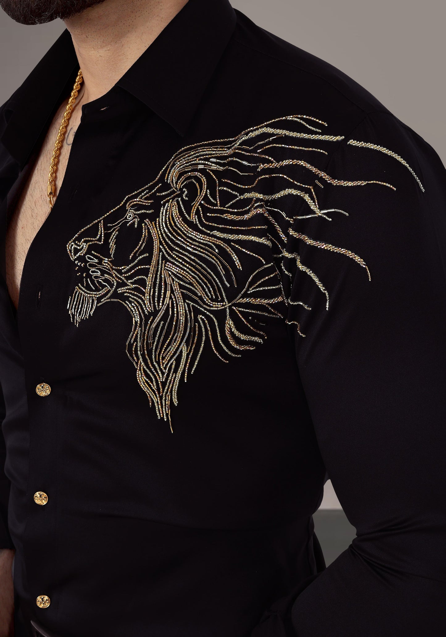 Leo Luxury Hand Embroidered Shirt