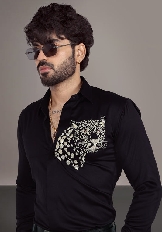 Leopard Luxury Hand Embroidered Shirt
