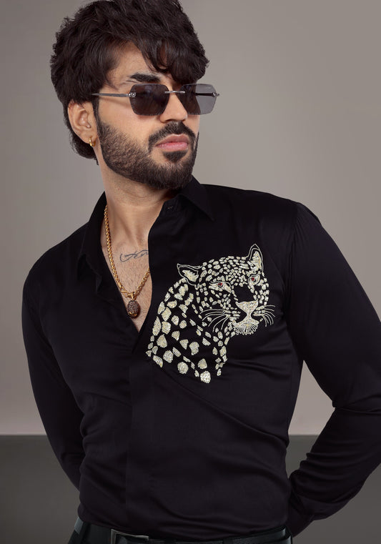 Leopard Luxury Hand Embroidered Shirt