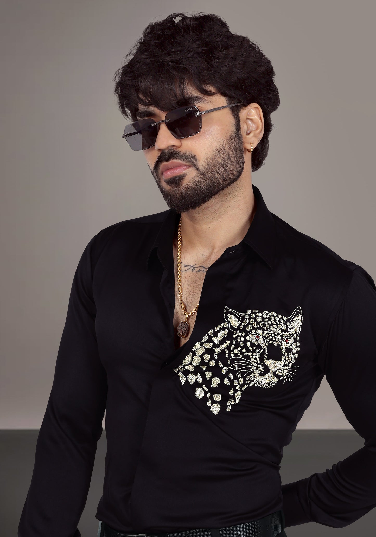 Leopard Luxury Hand Embroidered Shirt