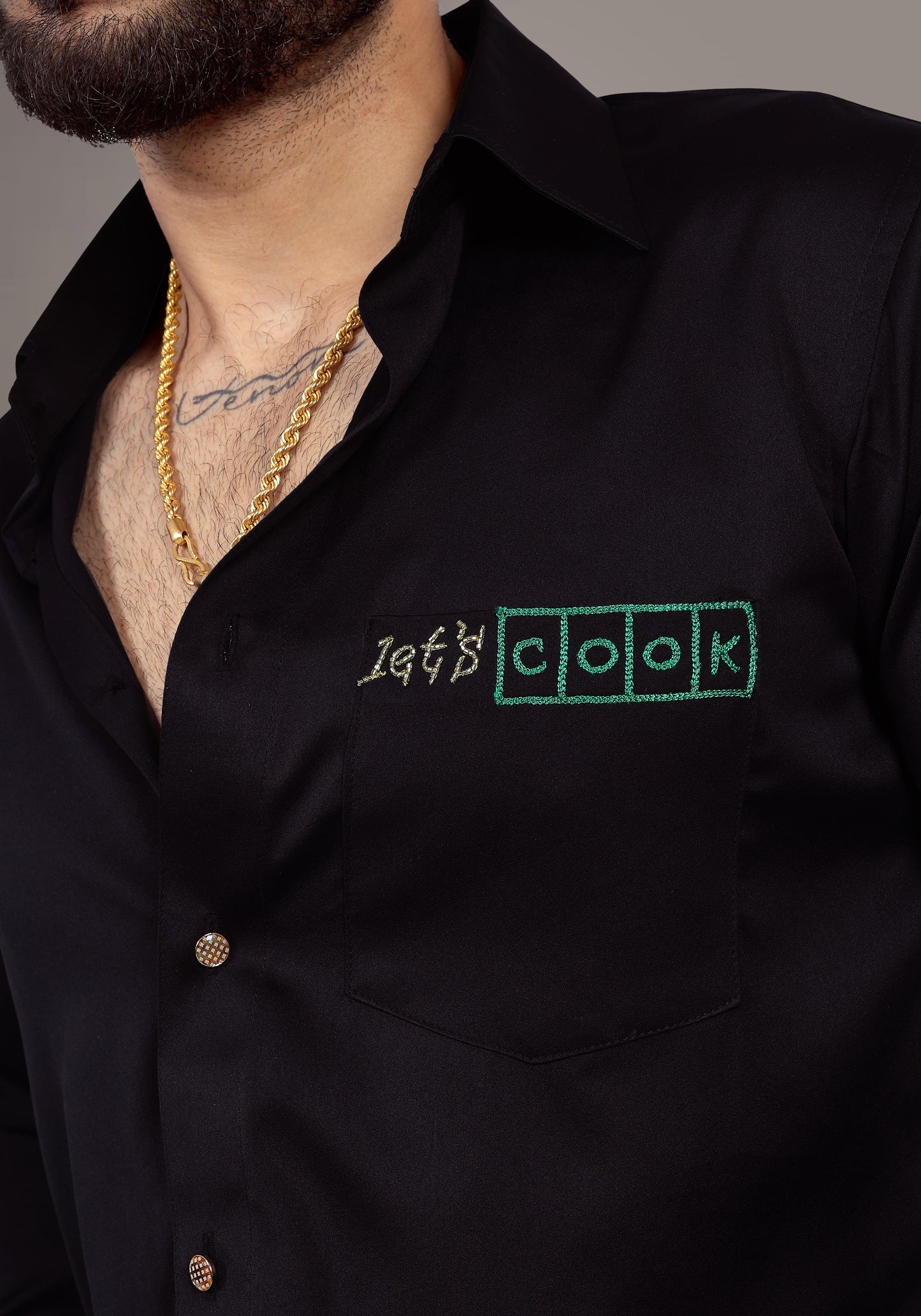 Lets Cook Luxury Hand Embroidered Shirt
