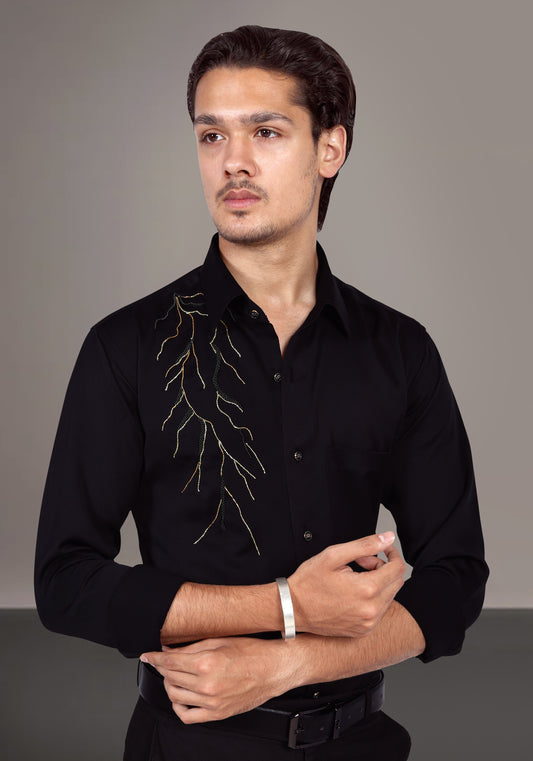 Thunderstorm Luxury Hand Embroidered Shirt