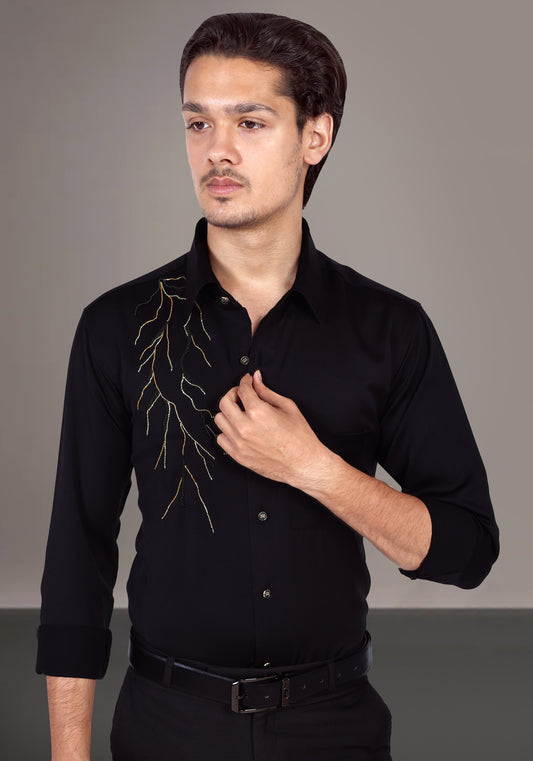 Thunderstorm Luxury Hand Embroidered Shirt