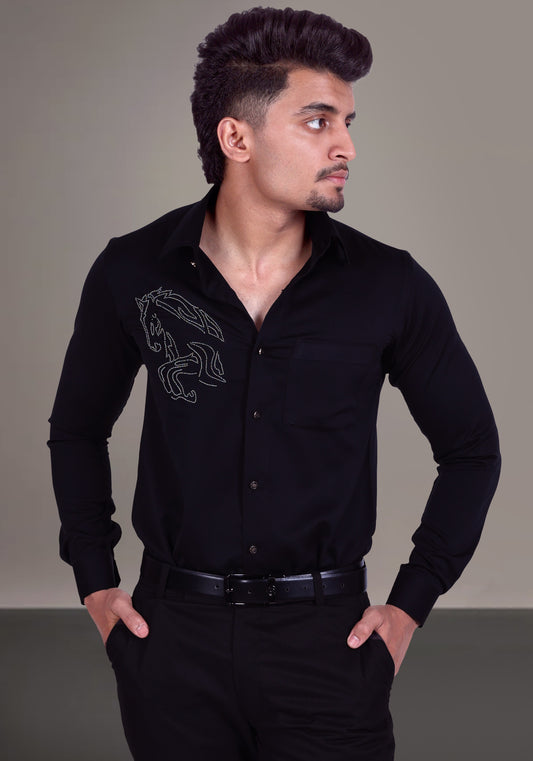 Mighty Horse Luxury Hand Embroidered Shirt