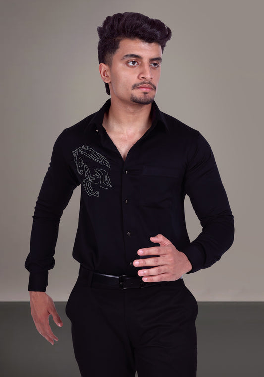 Mighty Horse Luxury Hand Embroidered Shirt