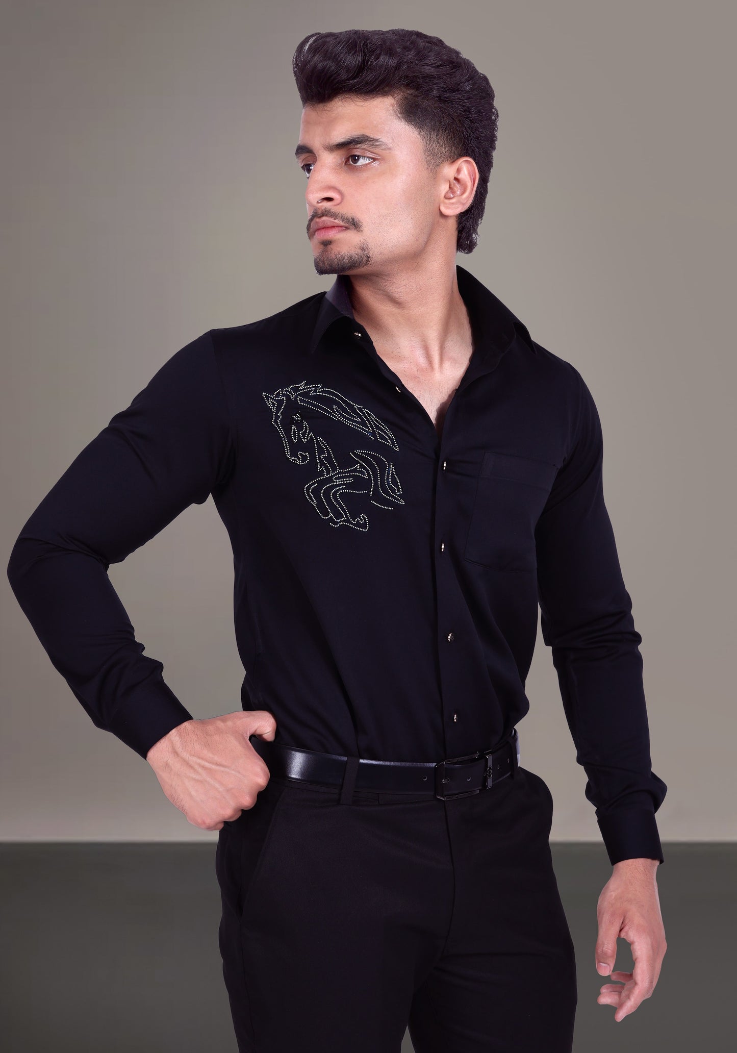 Mighty Horse Luxury Hand Embroidered Shirt