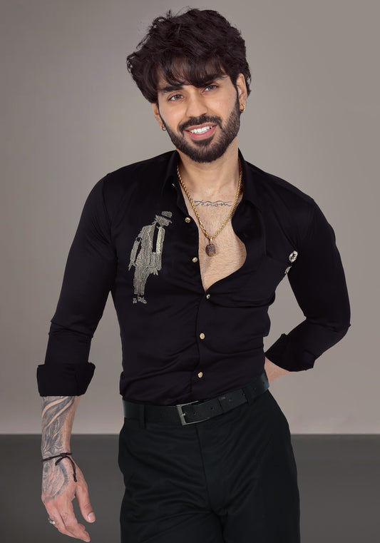 Mj Forever Luxury Hand Embroidered Shirt