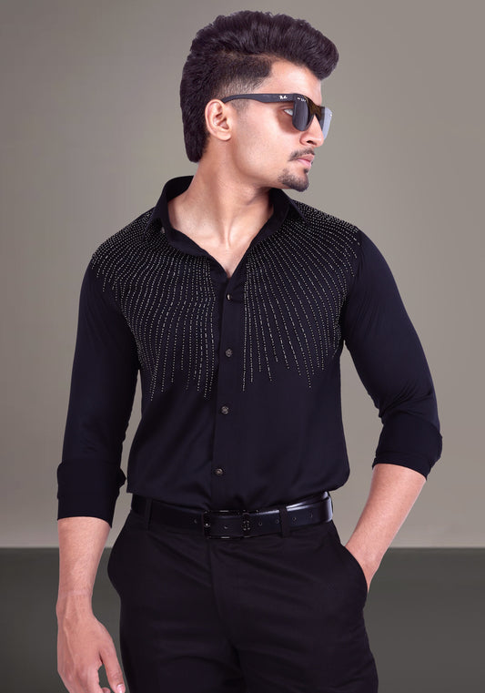 Moon Light Luxury Hand Embroidered Shirt