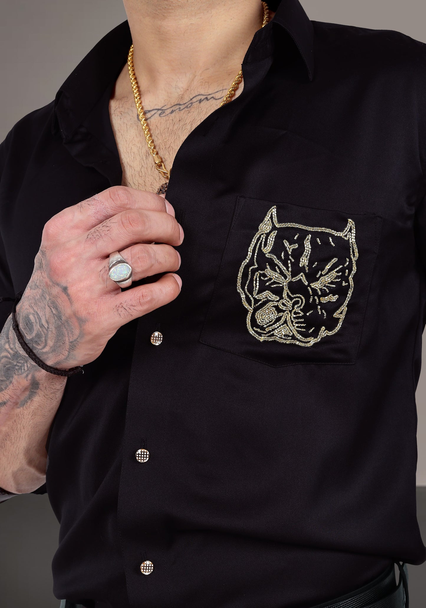 Pitbull Luxury Hand Embroidered Shirt