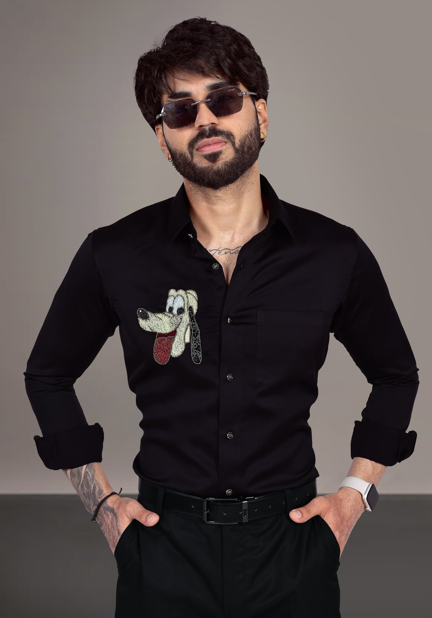 Pluto Luxury Hand Embroidered Shirt