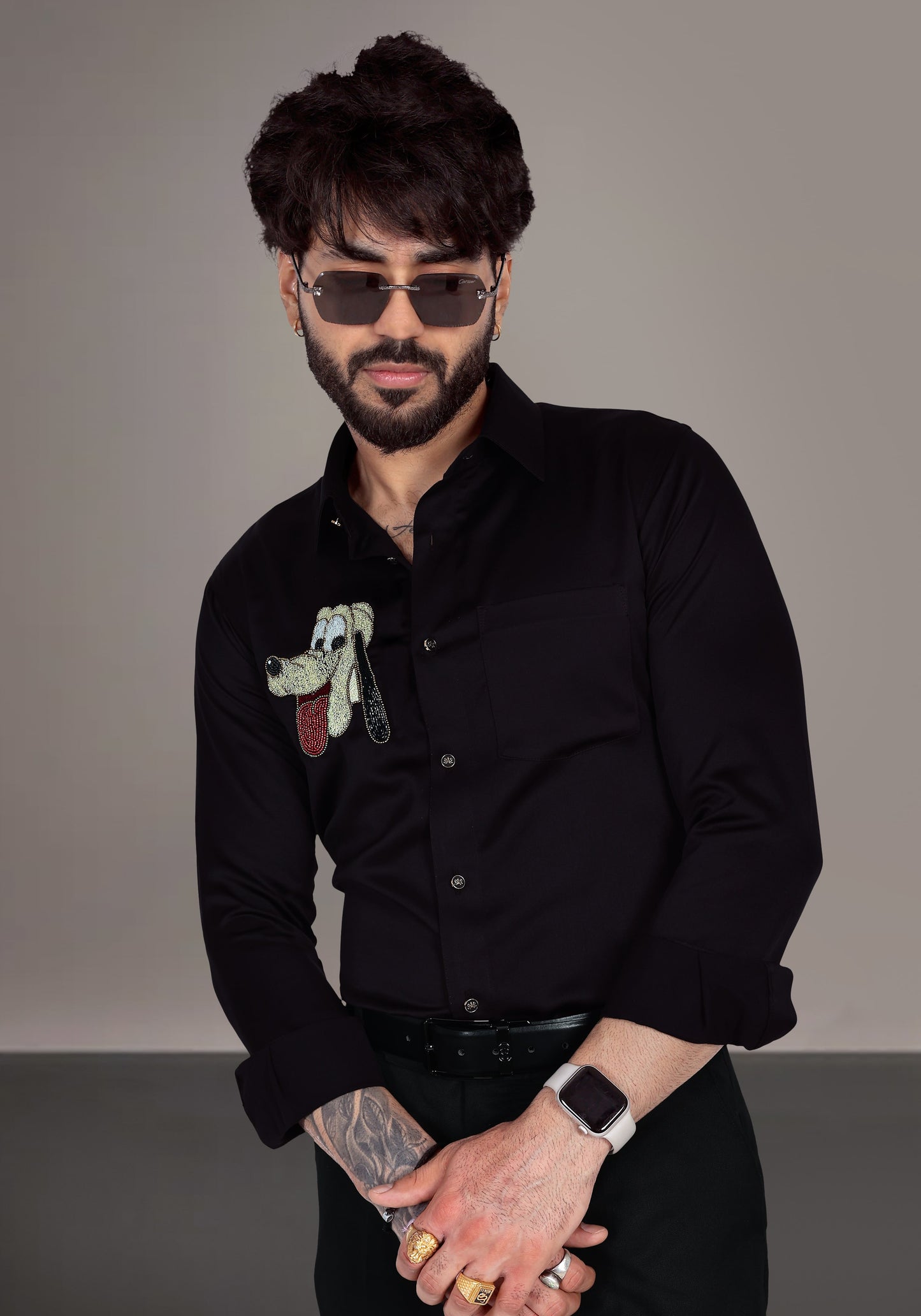 Pluto Luxury Hand Embroidered Shirt