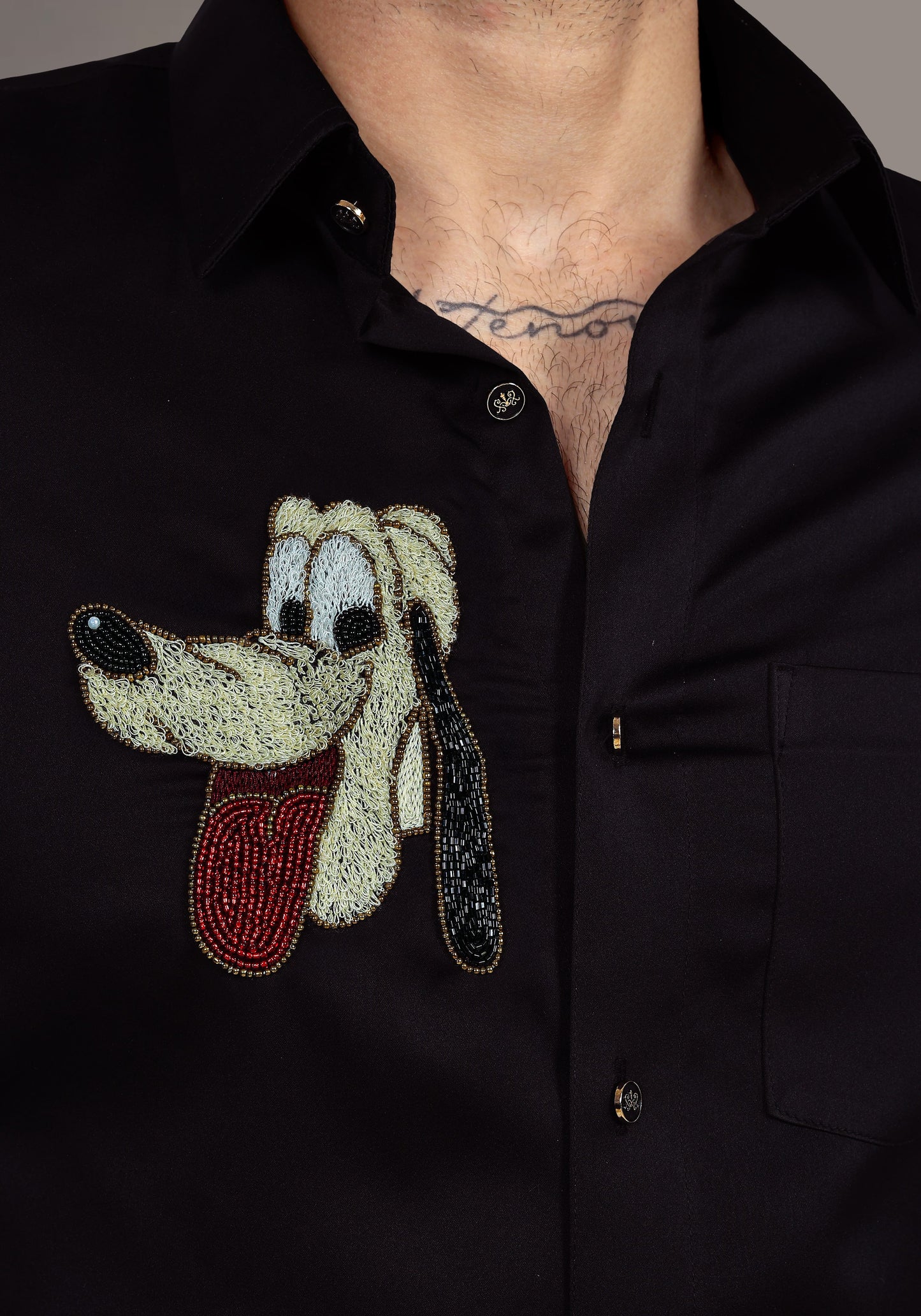 Pluto Luxury Hand Embroidered Shirt