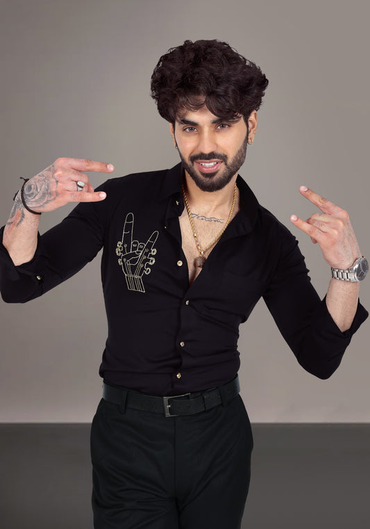 Rock On Luxury Hand Embroidered Shirt