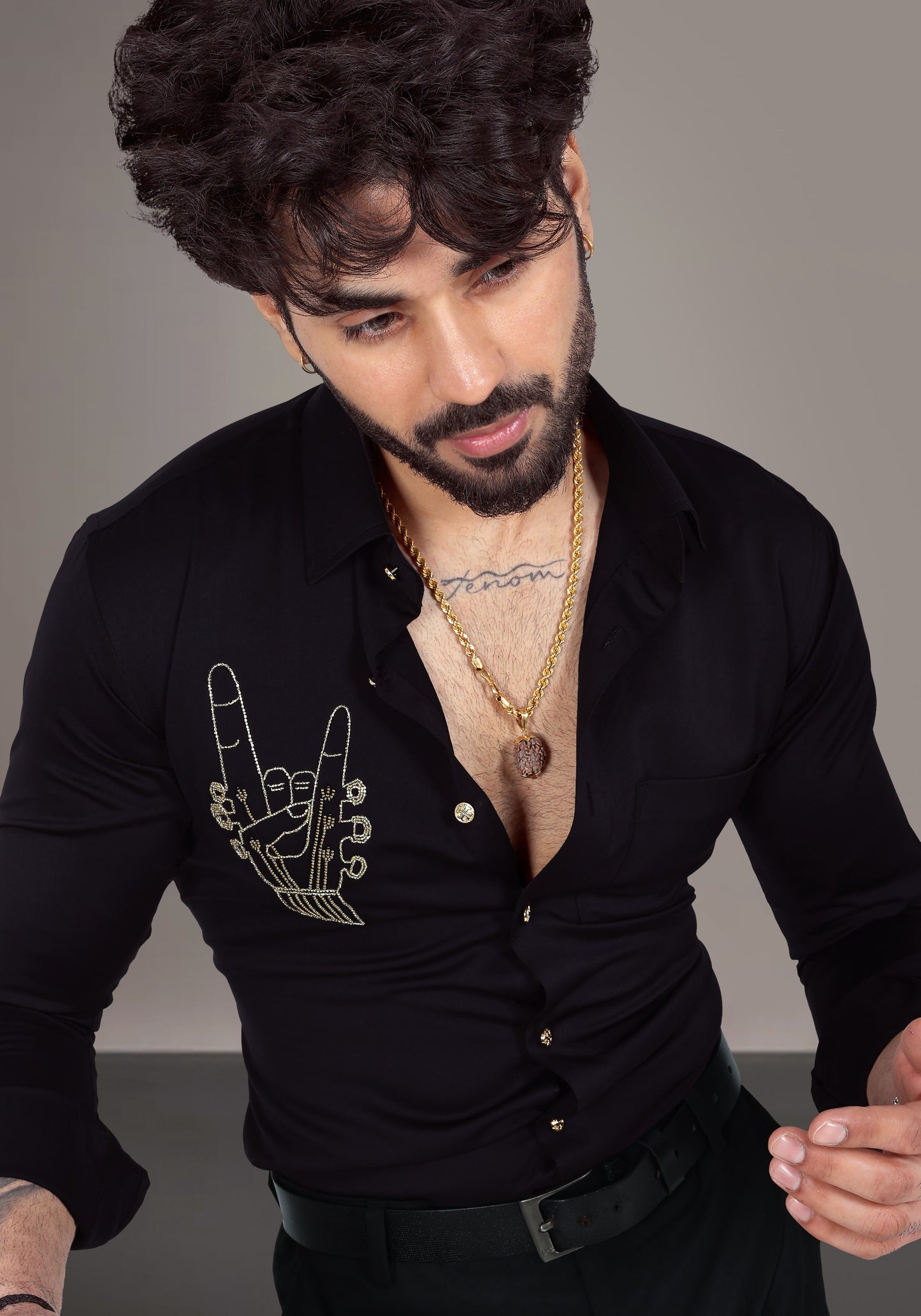 Rock On Luxury Hand Embroidered Shirt