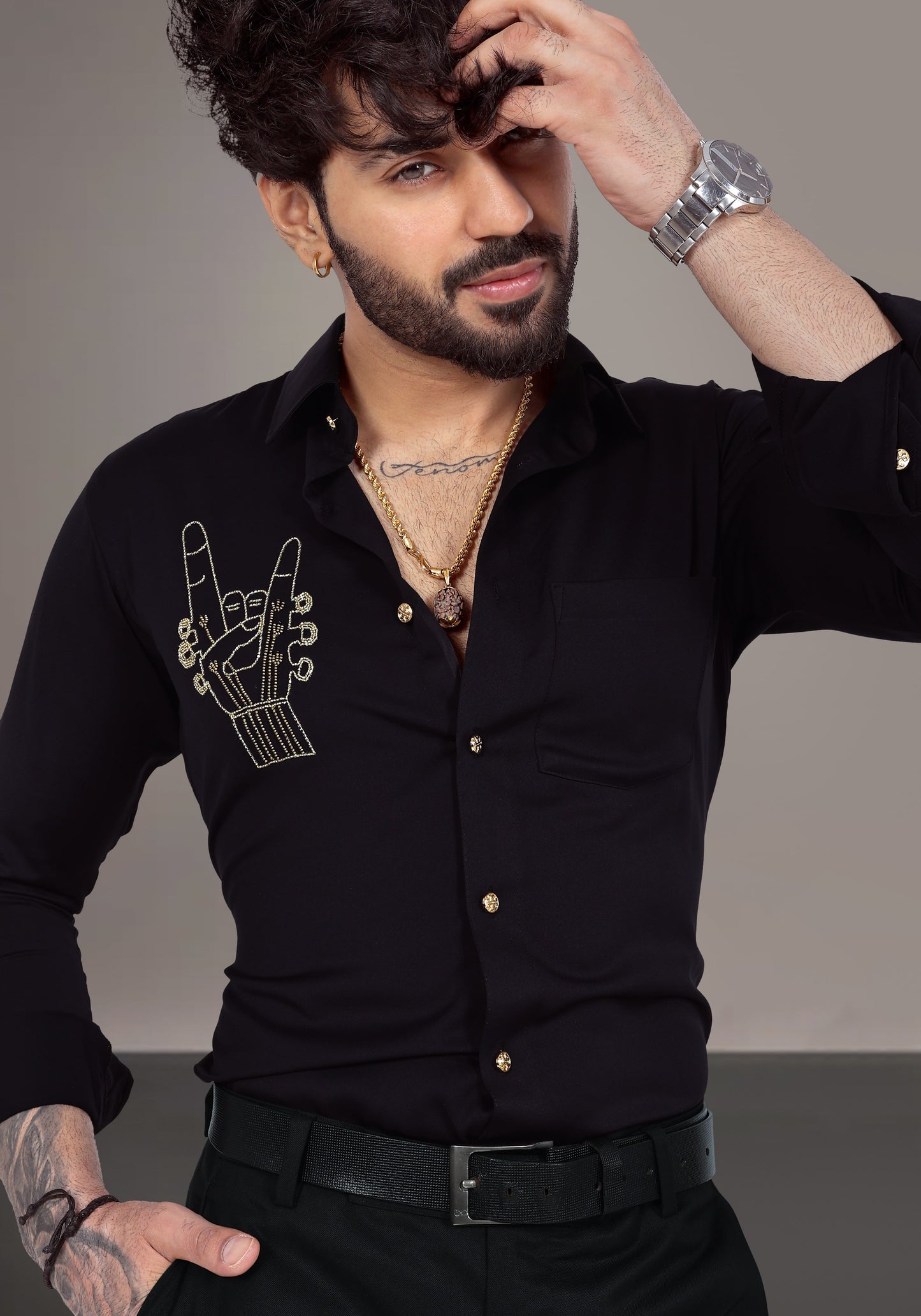 Rock On Luxury Hand Embroidered Shirt