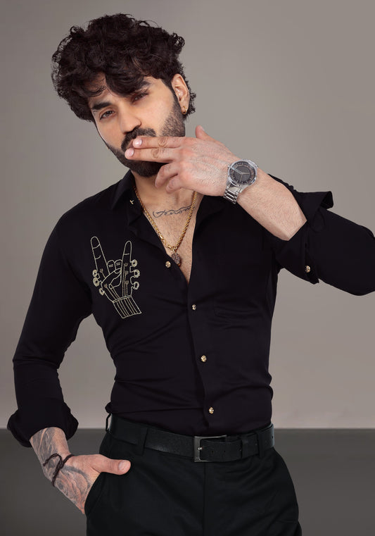 Rock On Luxury Hand Embroidered Shirt