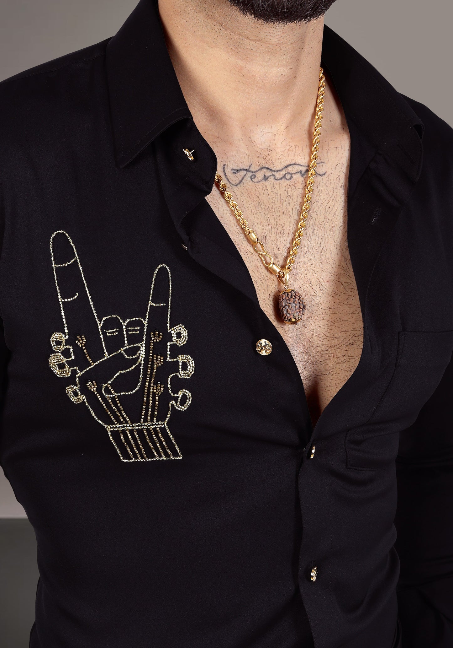 Rock On Luxury Hand Embroidered Shirt
