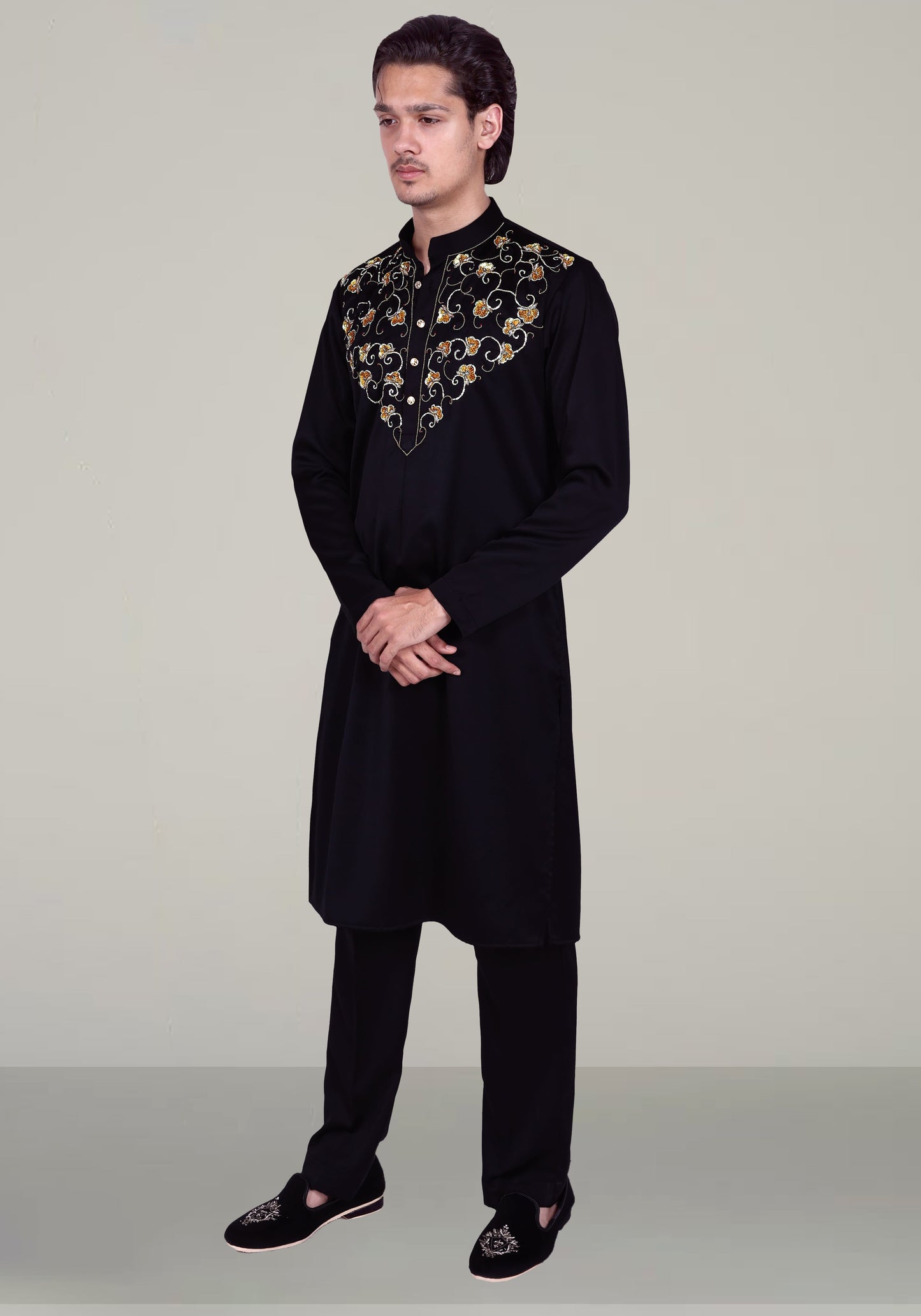 Rounds & Flowers Hand Embroidered Kurta Set