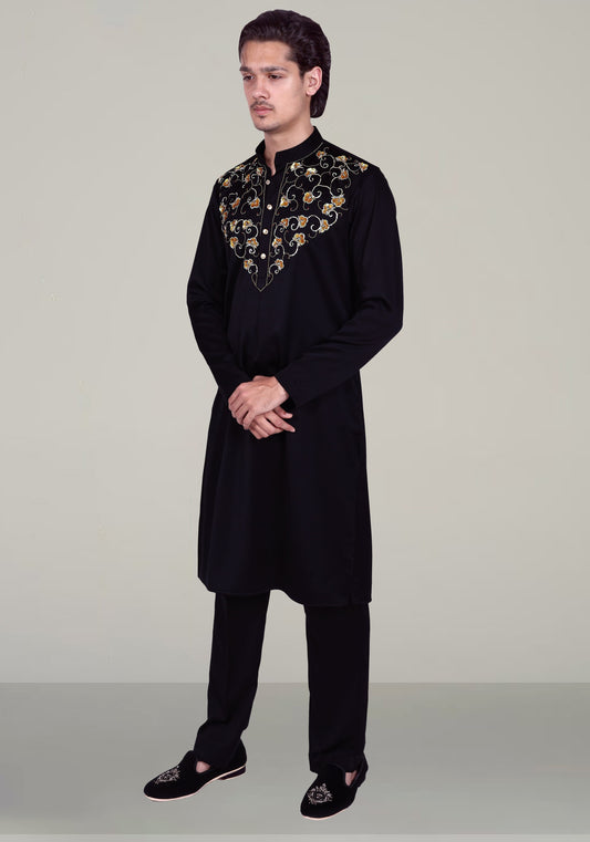 Rounds & Flowers Hand Embroidered Kurta Set