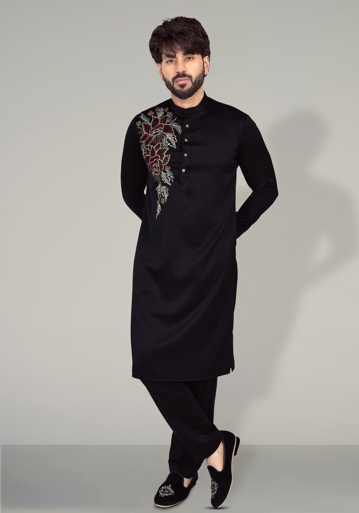 Showy Flowers Hand Embroidered Kurta Set