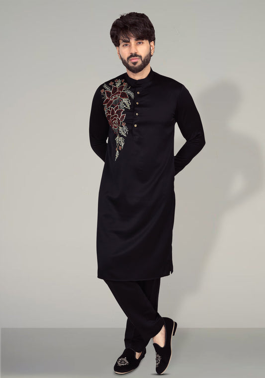 Showy Flowers Hand Embroidered Kurta Set
