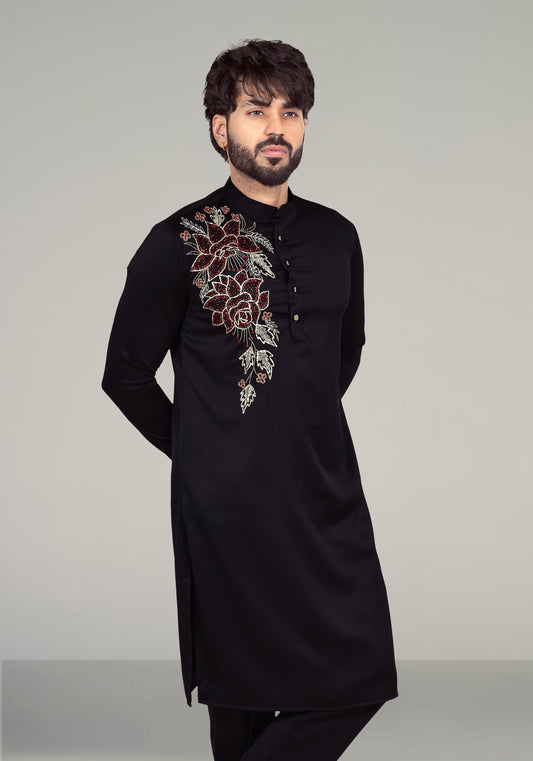 Showy Flowers Hand Embroidered Kurta Set