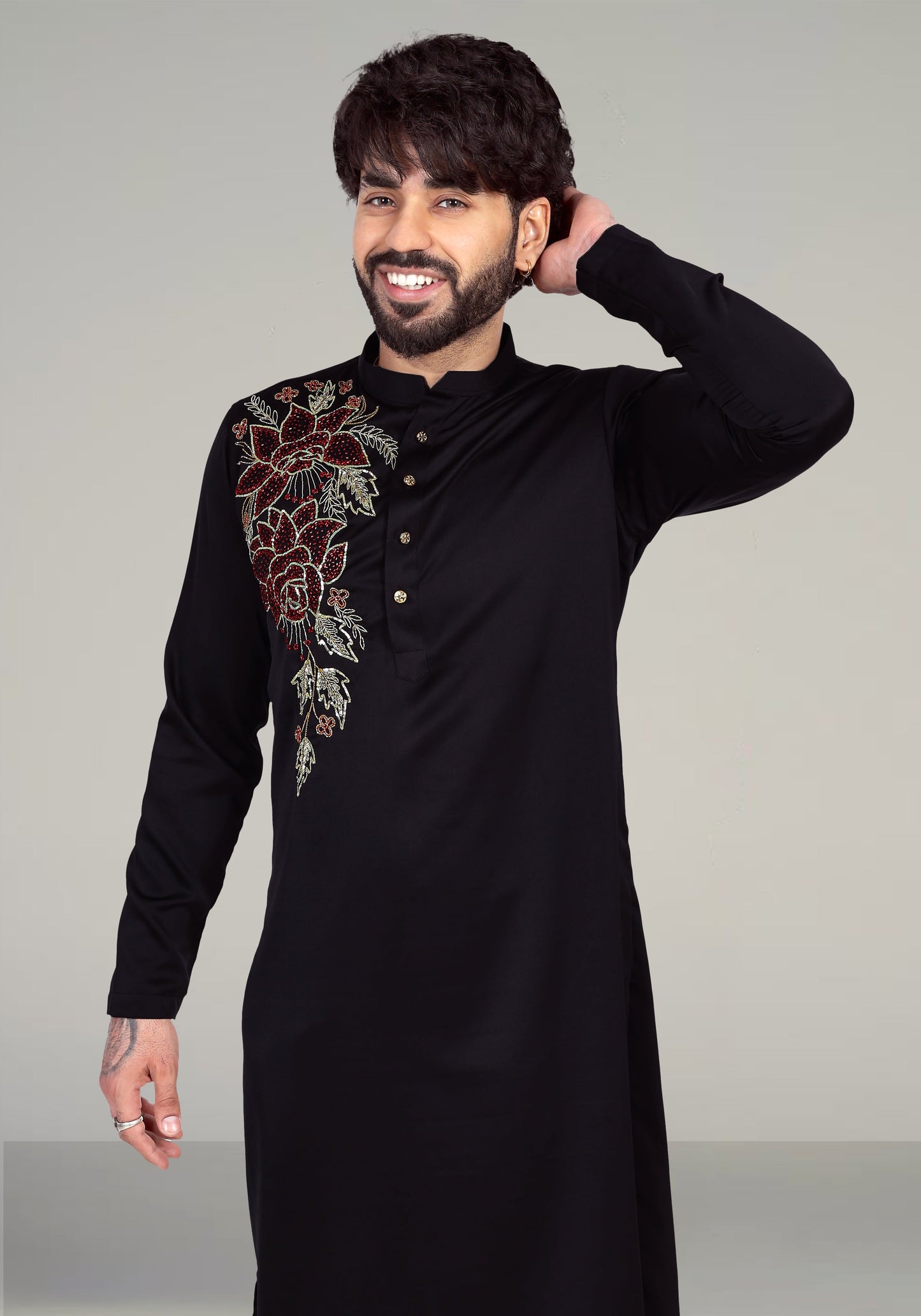 Showy Flowers Hand Embroidered Kurta Set