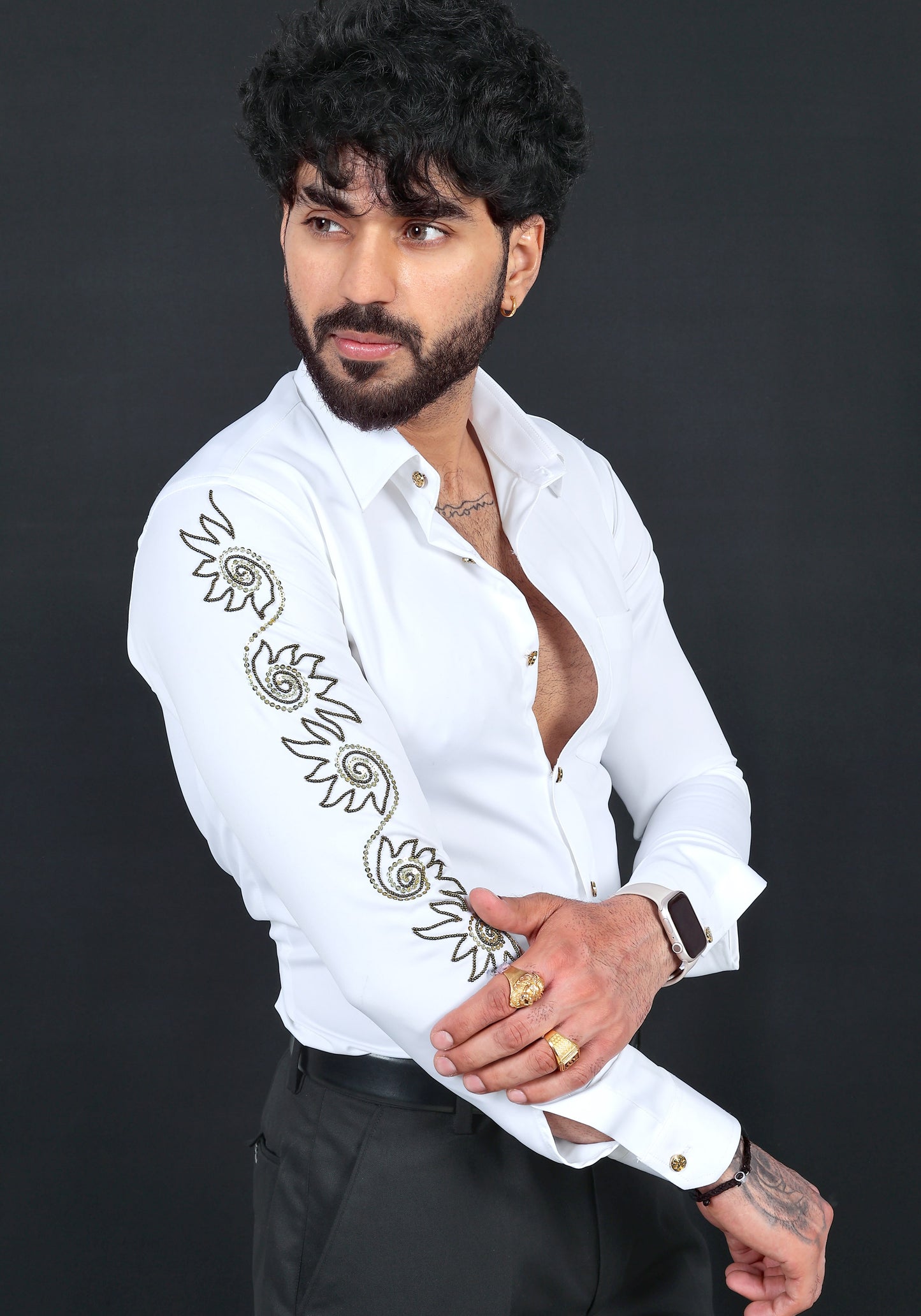 Swirls Luxury Hand Embroidered Shirt