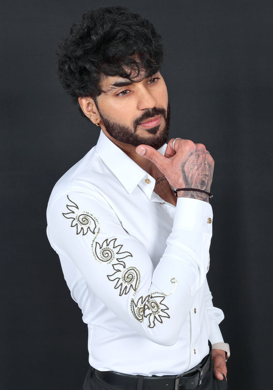 Swirls Luxury Hand Embroidered Shirt