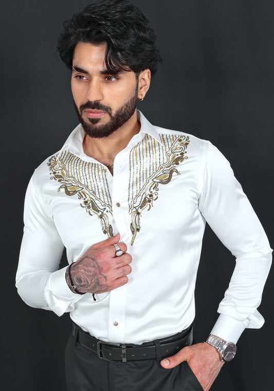 Wavy Premium Hand Embroidered Shirt