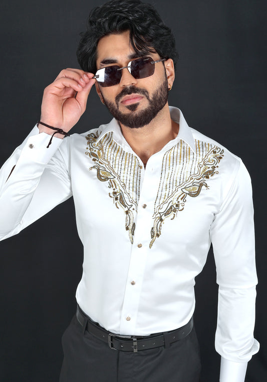 Wavy Premium Hand Embroidered Shirt